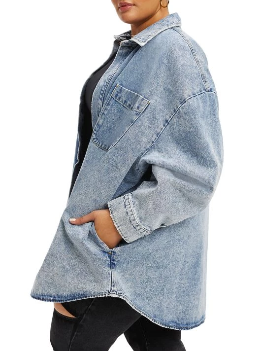 GOOD AMERICAN Denim Pocket Shacket 8 GOOD AMERICAN Denim Pocket Shacket - Image 8