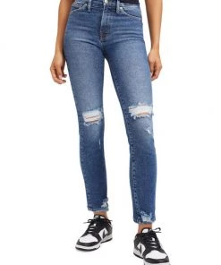 GOOD AMERICAN Good Straight Mid-Rise Distressed Stretch Straight-Leg Jeans -GOOD AMERICAN Sales unnamed file 964
