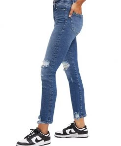GOOD AMERICAN Good Straight Mid-Rise Distressed Stretch Straight-Leg Jeans -GOOD AMERICAN Sales unnamed file 965