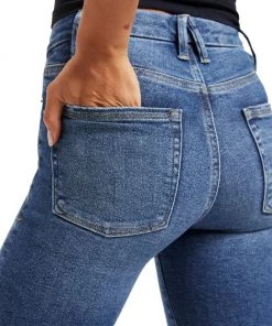 GOOD AMERICAN Good Straight Mid-Rise Distressed Stretch Straight-Leg Jeans -GOOD AMERICAN Sales unnamed file 970