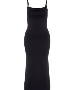 GOOD AMERICAN Spaghetti Scuba Midi-Dress Light Mocha